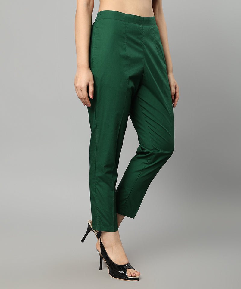 Dark Slate Gray Straight Fit Green Drainpipe Pants