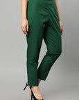 Dark Slate Gray Straight Fit Green Drainpipe Pants