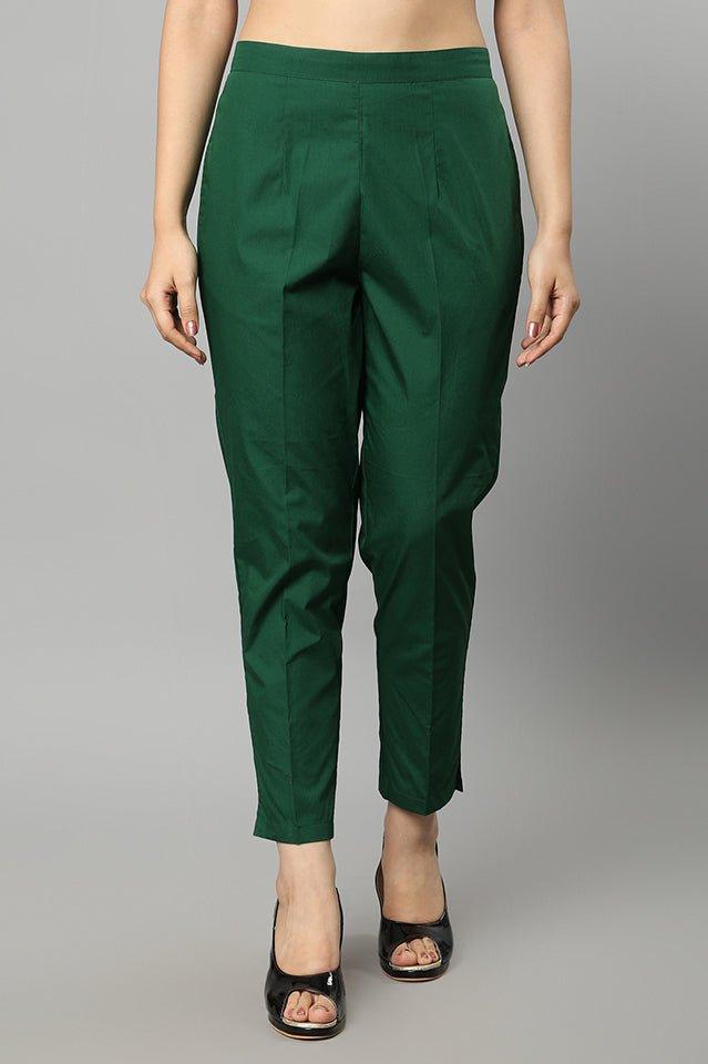 Dark Slate Gray Straight Fit Green Drainpipe Pants