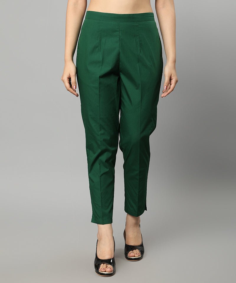 Dark Slate Gray Straight Fit Green Drainpipe Pants