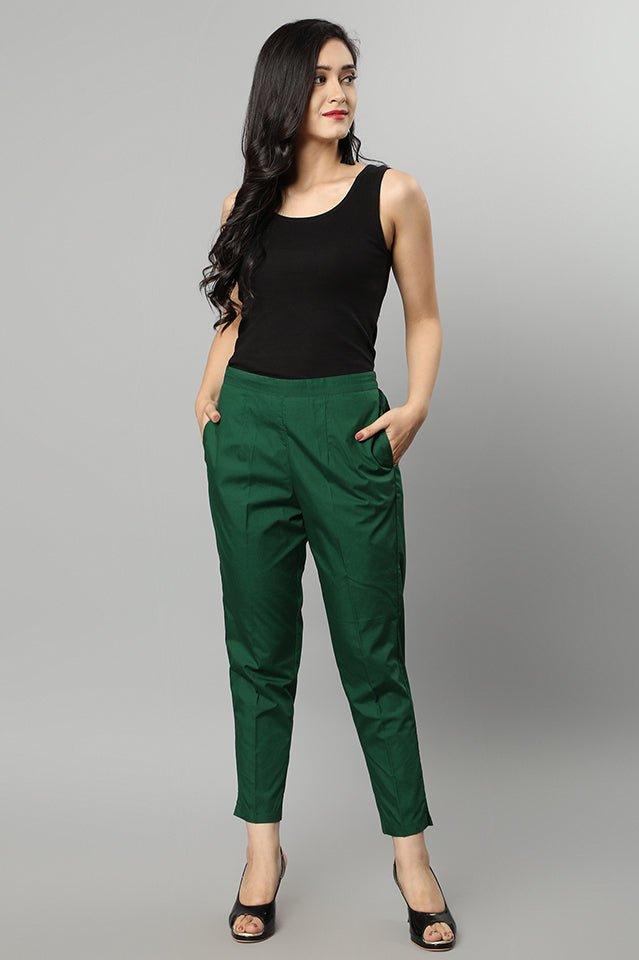 Dark Slate Gray Straight Fit Green Drainpipe Pants