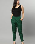 Dark Slate Gray Straight Fit Green Drainpipe Pants