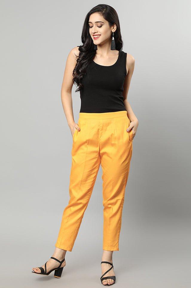 Sandy Brown Straight Fit Mustard Drainpipe Pants