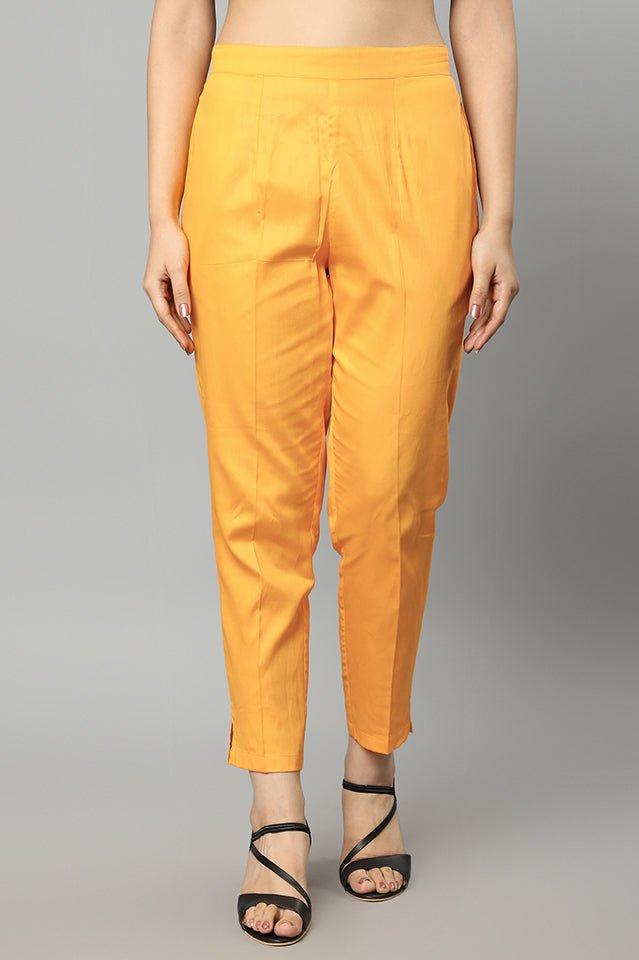 Sandy Brown Straight Fit Mustard Drainpipe Pants