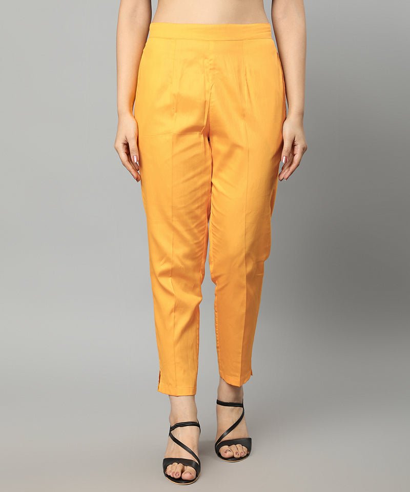 Sandy Brown Straight Fit Mustard Drainpipe Pants