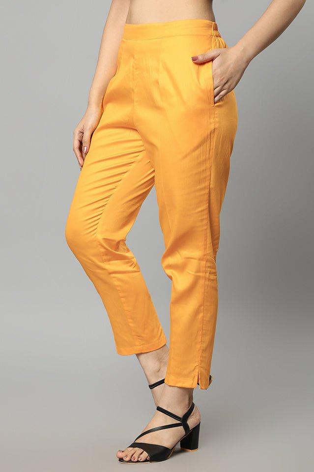 Sandy Brown Straight Fit Mustard Drainpipe Pants