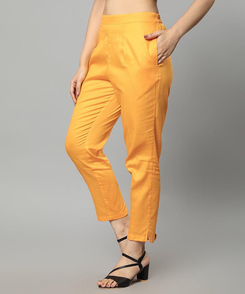 Sandy Brown Straight Fit Mustard Drainpipe Pants