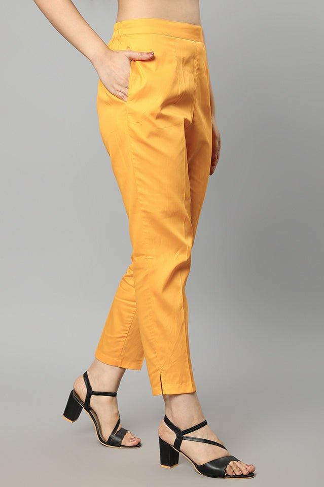 Sandy Brown Straight Fit Mustard Drainpipe Pants