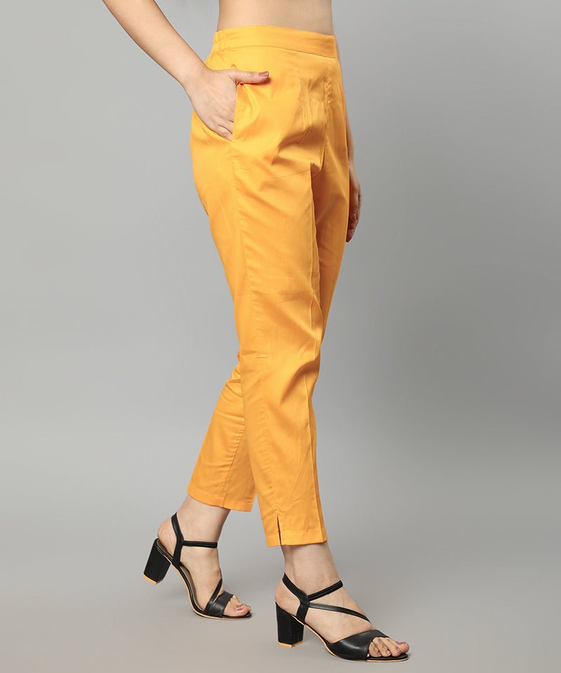 Sandy Brown Straight Fit Mustard Drainpipe Pants