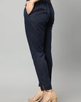 Black Straight Fit Navy Drainpipe Pants