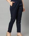 Black Straight Fit Navy Drainpipe Pants