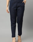 Black Straight Fit Navy Drainpipe Pants