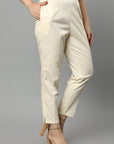 Bisque Straight Fit Off White Drainpipe Pants