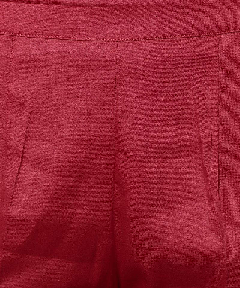 Brown Straight Fit Red Drainpipe Pants