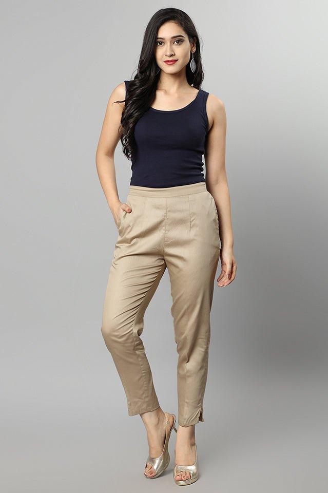 Rosy Brown Straight Fit Skin-tone Drainpipe Pants