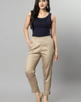 Rosy Brown Straight Fit Skin-tone Drainpipe Pants