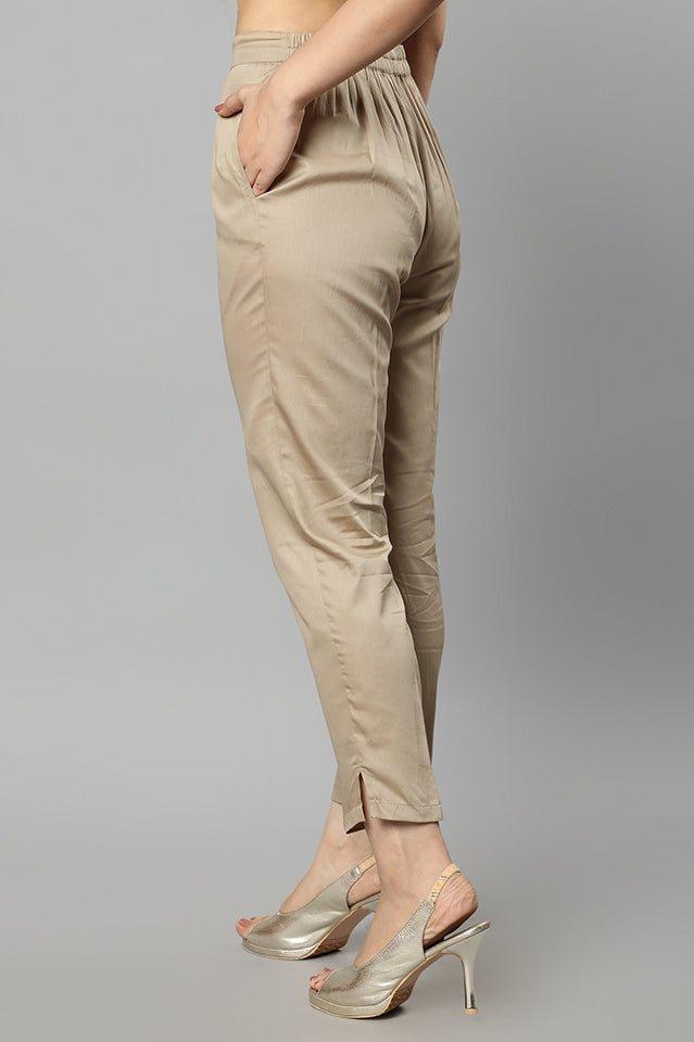 Rosy Brown Straight Fit Skin-tone Drainpipe Pants