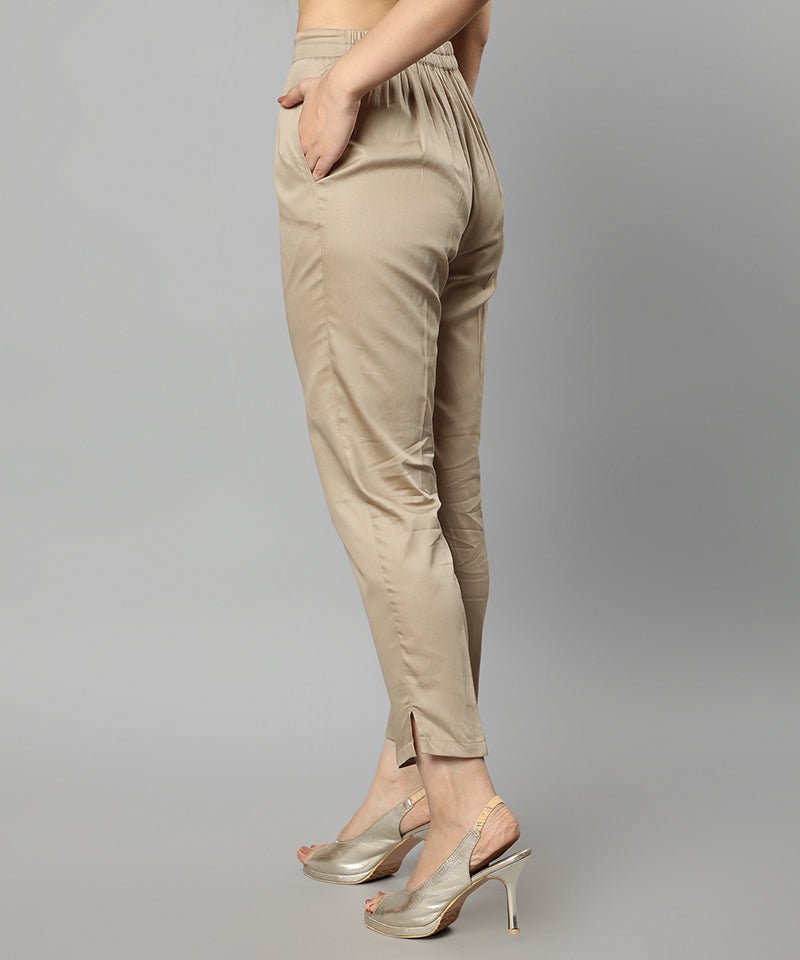 Rosy Brown Straight Fit Skin-tone Drainpipe Pants