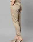 Rosy Brown Straight Fit Skin-tone Drainpipe Pants