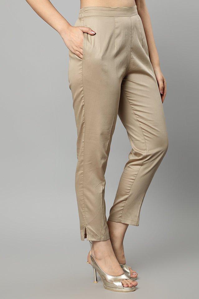 Rosy Brown Straight Fit Skin-tone Drainpipe Pants