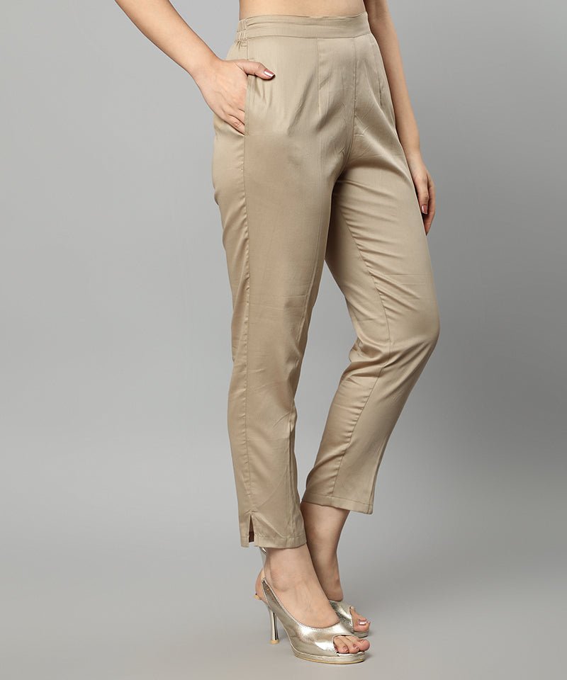 Rosy Brown Straight Fit Skin-tone Drainpipe Pants