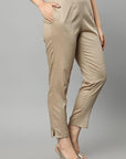 Rosy Brown Straight Fit Skin-tone Drainpipe Pants