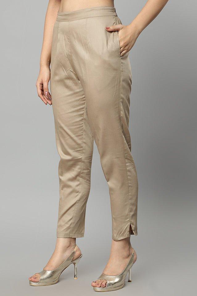 Rosy Brown Straight Fit Skin-tone Drainpipe Pants