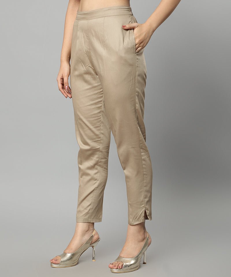 Rosy Brown Straight Fit Skin-tone Drainpipe Pants