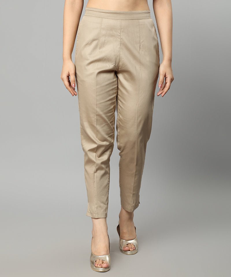 Dim Gray Straight Fit Skin-tone Drainpipe Pants