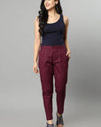 Saddle Brown Straight Fit Maroon Drainpipe Pants