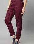 Saddle Brown Straight Fit Maroon Drainpipe Pants