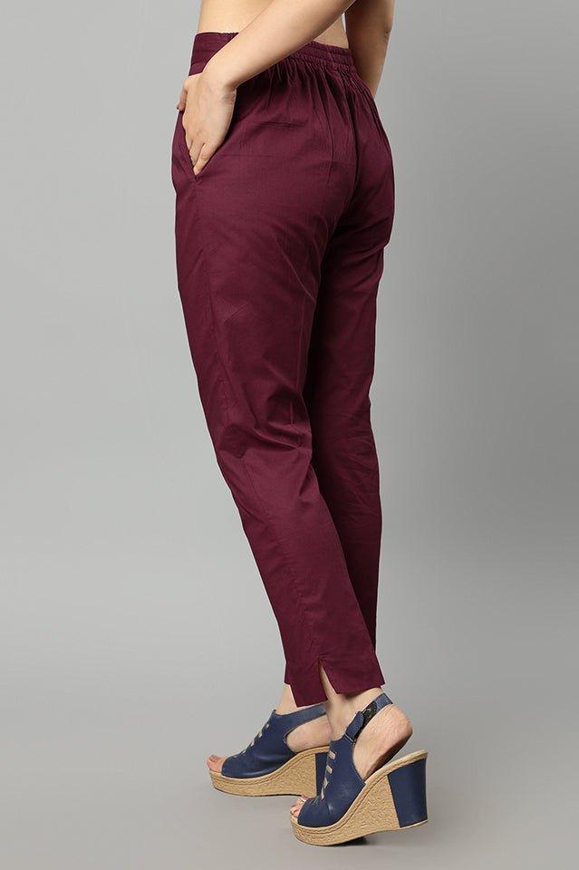 Saddle Brown Straight Fit Maroon Drainpipe Pants