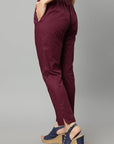 Saddle Brown Straight Fit Maroon Drainpipe Pants