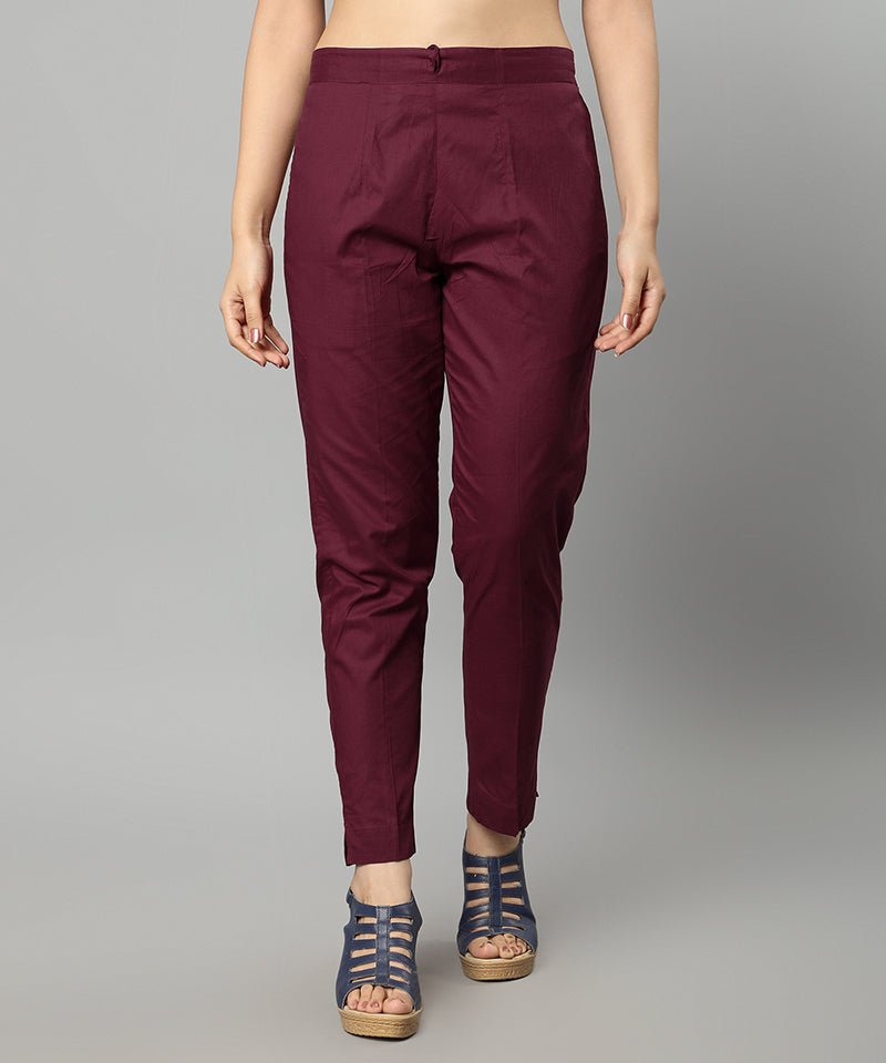 Saddle Brown Straight Fit Maroon Drainpipe Pants