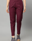 Saddle Brown Straight Fit Maroon Drainpipe Pants