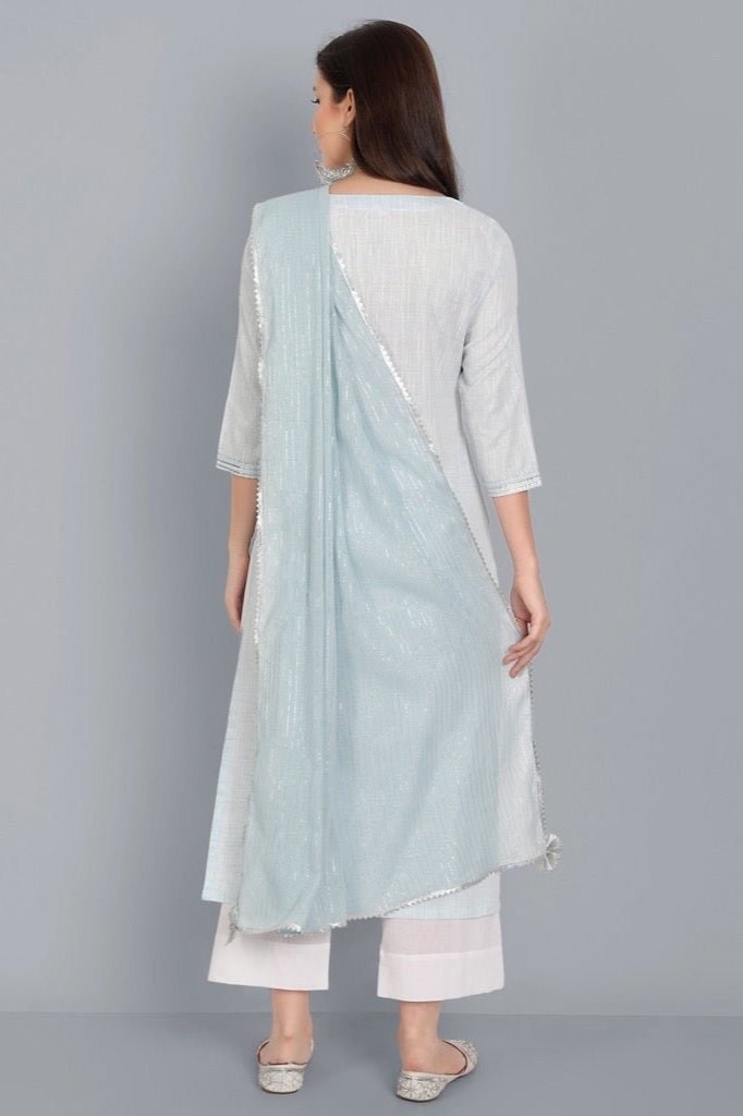 Dark Gray The Light Blue Lurex Kurta with Dupatta - Set of 3