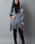 Dark Slate Gray Thunder Bird Pashmina- Cashmere Stole