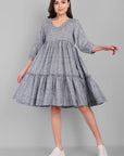 Dark Gray V Neck Gray Short Graduated Dress