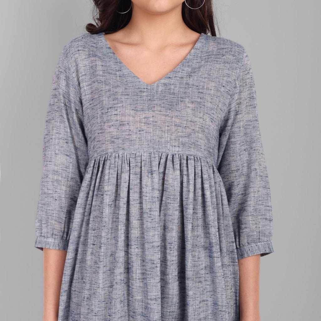 Dark Gray V Neck Gray Short Graduated Dress