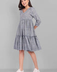 Gray V Neck Gray Short Graduated Dress