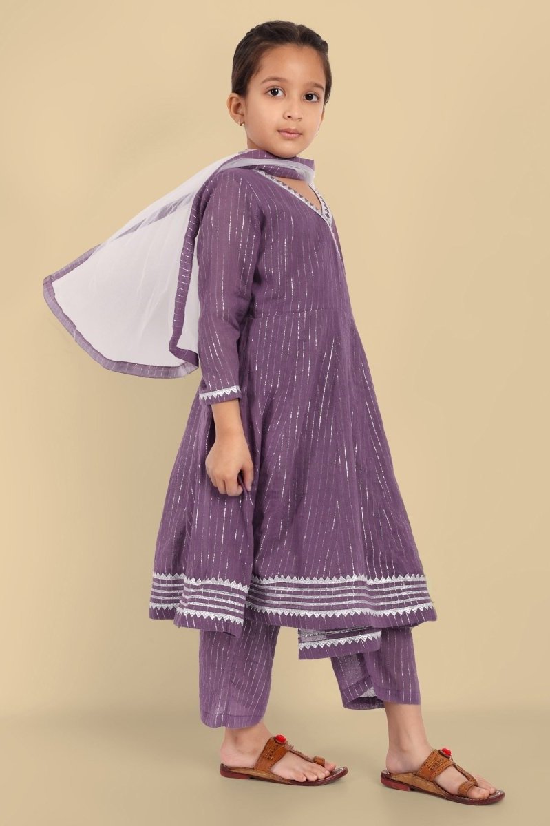 V-Neck Kaasni Anarkali with Dupatta