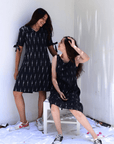 Weaved Black Ikkat A-line Sleeveless Dress