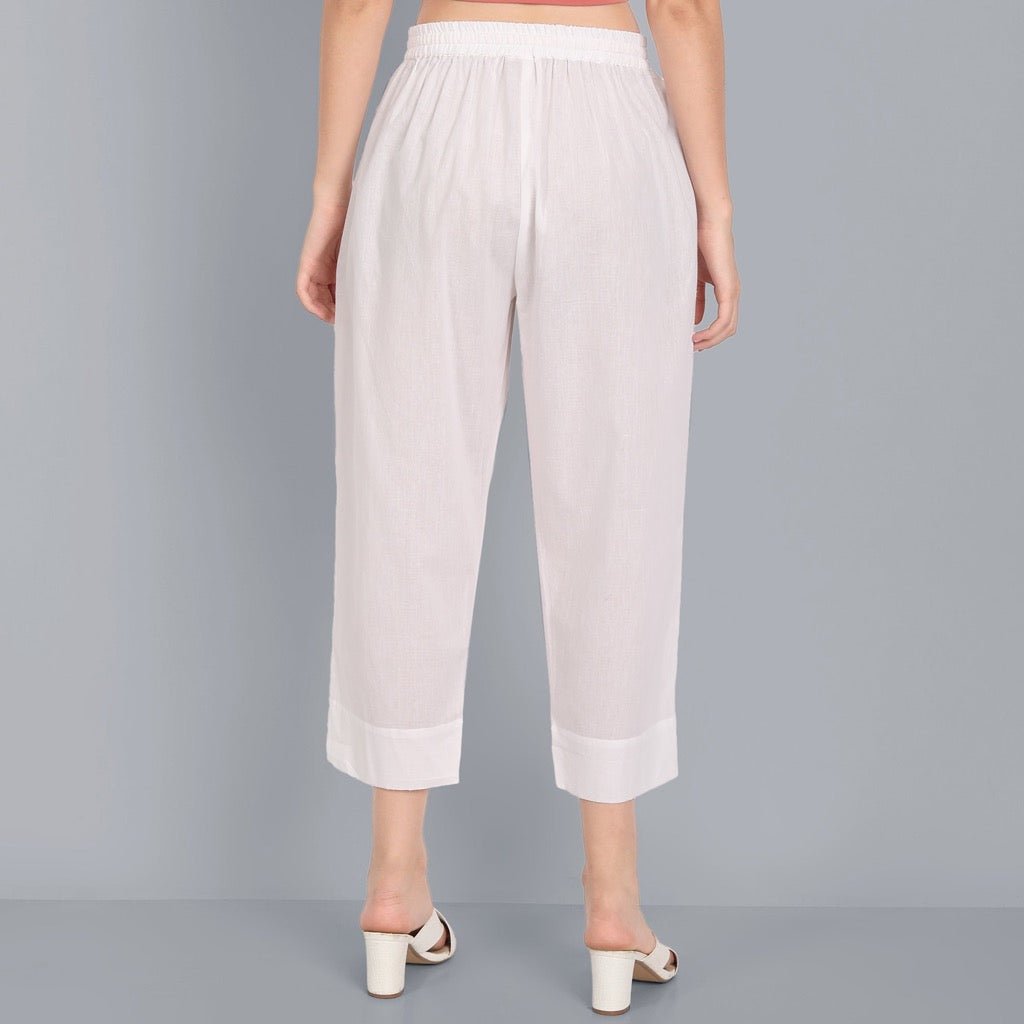 Dark Gray White Basic Palazzo Pant