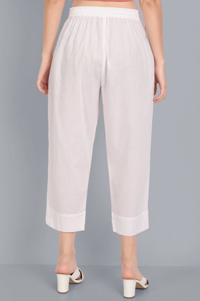 Dark Gray White Basic Palazzo Pant