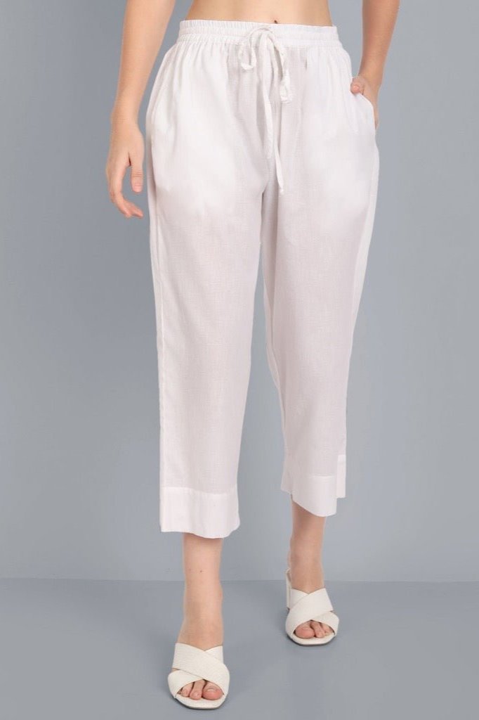 Dark Gray White Basic Palazzo Pant