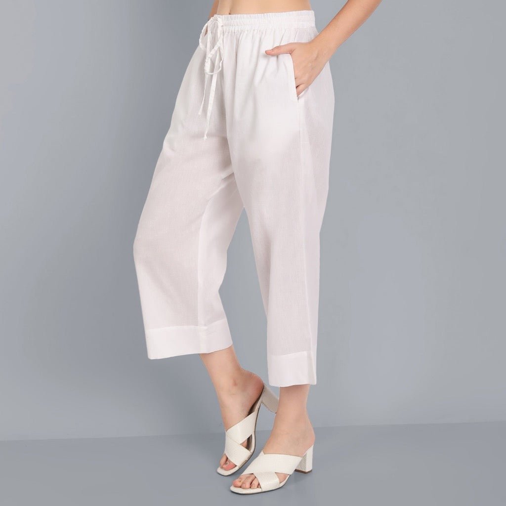 Dark Gray White Basic Palazzo Pant