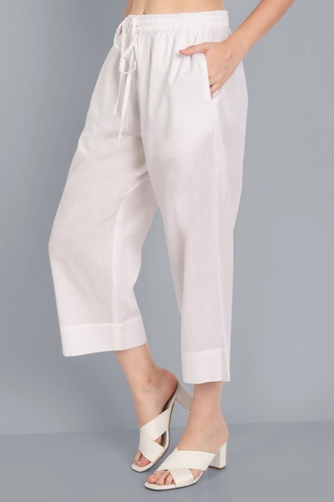 Dark Gray White Basic Palazzo Pant