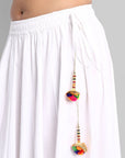 Light Gray White Broad Holi Border Skirt