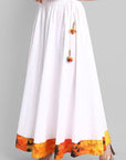 Light Gray White Broad Holi Border Skirt