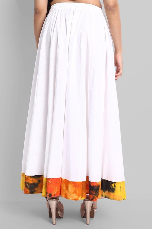 Light Gray White Broad Holi Border Skirt